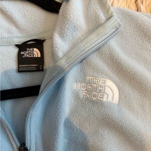 North face fleece baby blue zip up hoodie